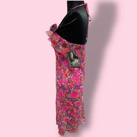 NWT vintage Y2K Rampage slip dress purple, pink, orange sheer floral print sz M - Picture 4 of 15